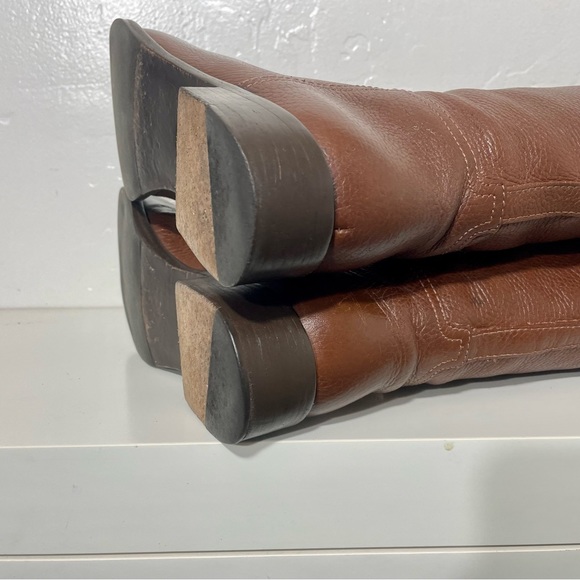 Tory Burch Junction Tumbled Leather Low Heel Knee High Riding Boots - Picture 6 of 16